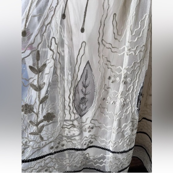Sundance Women's Mesh  Ivory Lace Embroidered Dress Sleeveless Boho Size 8 - Picture 5 of 12